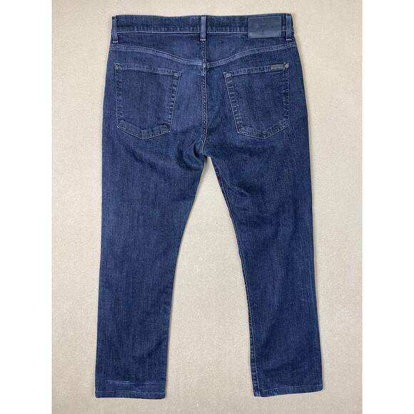 7 For All Mankind Jeans Mens 33 Blue The Straight Denim Casual Workwear Adult - Picture 12 of 14
